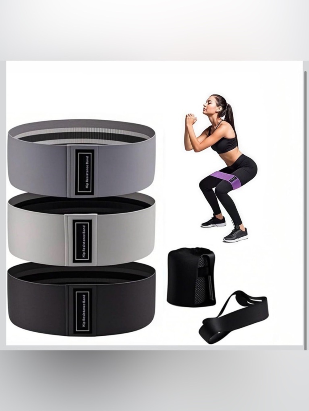 Resistance Loop Band Set - Gray, Light Gray, Black 3 pieces
